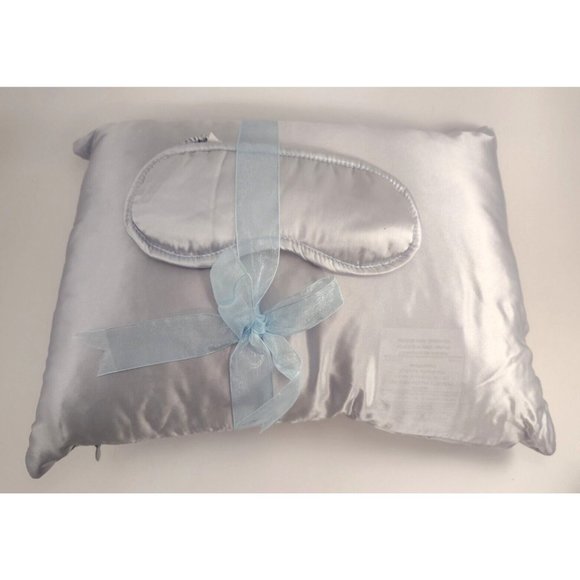 NEW Personal Silk Pillow w/ Matching Sleeping Eye Mask Covering Gray Bridal Gift - Picture 1 of 7